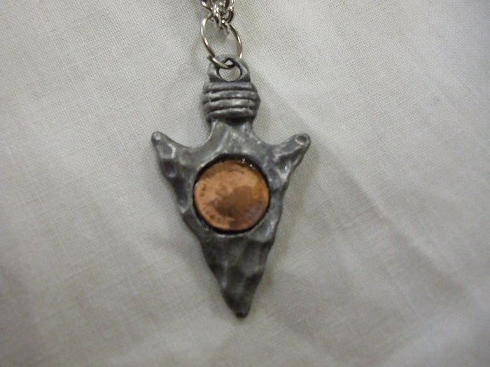 Pewter Arrowhead with a "Penny" Necklace