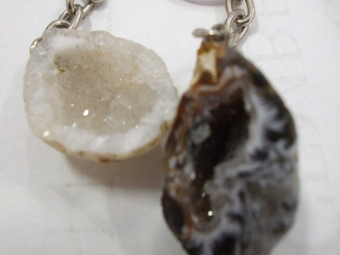 Two Small Geode Half Key Chains