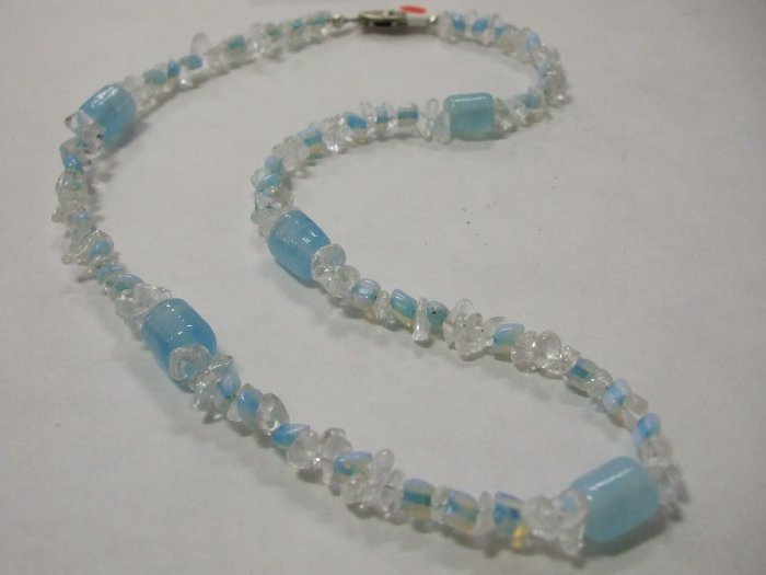 Beautiful HandCrafted Quartz Chip and Blue Necklace