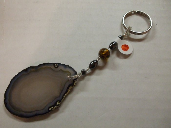 Hand Crafted Agate Slice Keychain