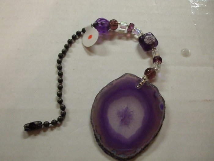 Ceiling Fan Pull Purple Agate Slice Handcrafted (EP06)