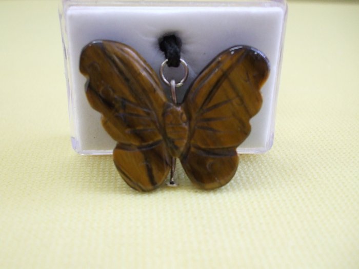 Tigereye Genuine Gemstone Butterfly Necklace (EN13)