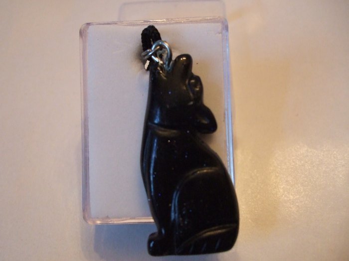 Blue Goldstone Coyote Gemstone Necklace (EN12)