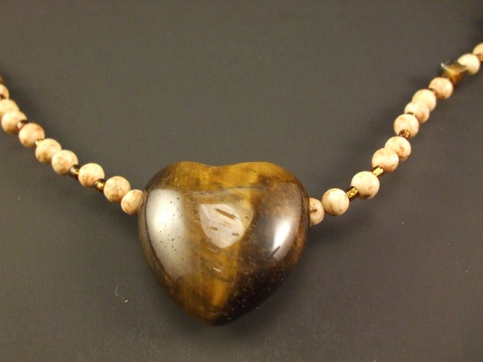 Tigereye Heart Necklace Hand Crafted