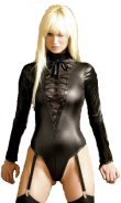 Wet-Look Teddy with Lace Up Front - M/L