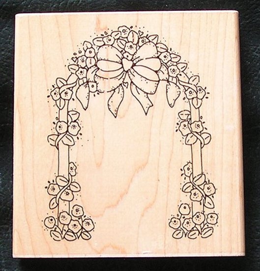 Large Rubber Stamp Mounted On Wood Garden Arch Floral By JRL Designs