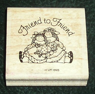 Rubber Stamp Mounted On Wood Friend To Friend By Stampin' Up! 1993