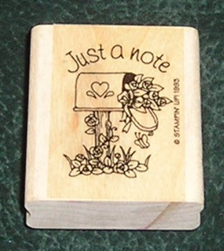 Rubber Stamp Mounted On Wood Just A Note By Stampin' Up! 1993