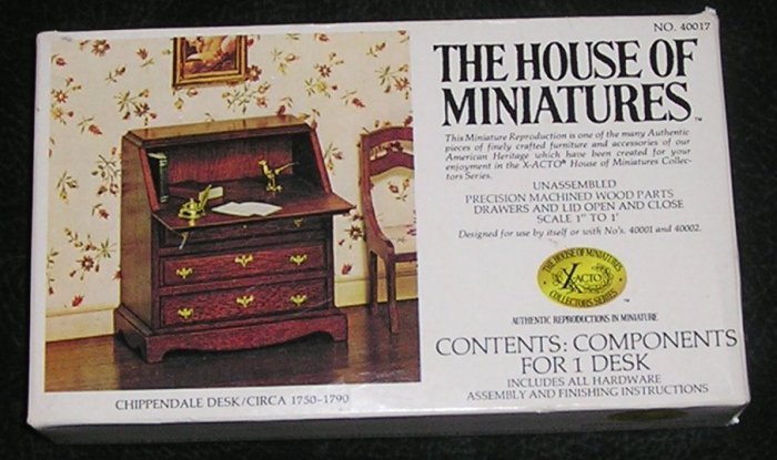 Vintage The House Of Miniatures Chippendale Desk Kit For Dolls House Unassembled With Box 1977
