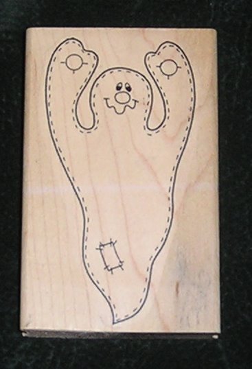 Rubber Stamp Mounted On Wood Ghost By Limited Edition 1997 New
