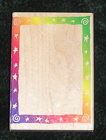 Rubber Stamp Mounted On Wood Swirl Star Frame Border By Hero Arts 1996 New