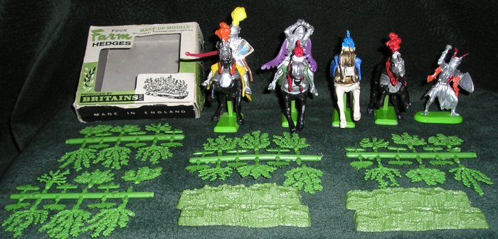 Vintage Britians LTD Knight Figures Horses And Farm Hedges 1971