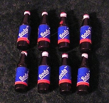8 Miniature Dollhouse Soda Bottles Free Shipping