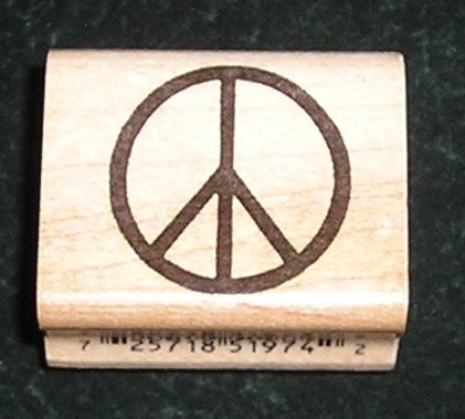 Rubber Stamp Mounted On Wood Peace Sign By Inkadinkado