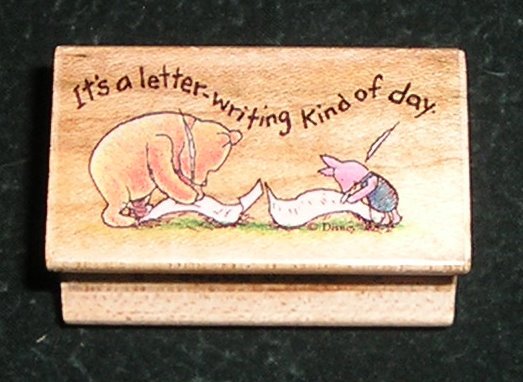 Rubber Stamp Mounted On Wood Pooh & Piglet It's A Letter Writing Kind Of Day All Night Media Disney