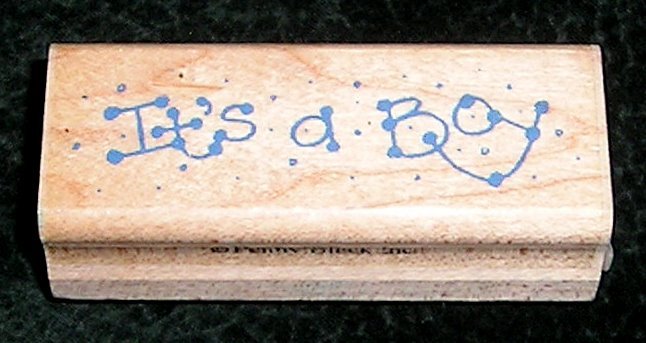 Rubber Stamp Mounted On Wood It's A Boy By Penny Black 435D