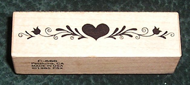 Rubber Stamp Mounted On Wood Heart Border By PSX #C-666 From 1985