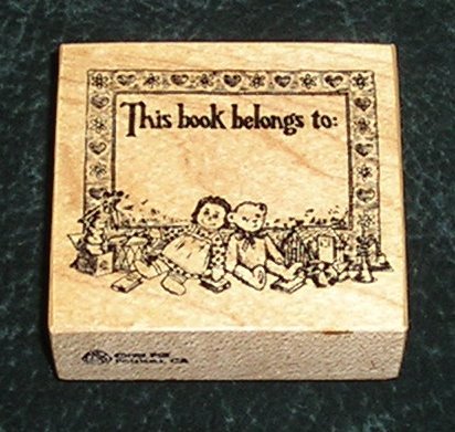 Rubber Stamp Mounted On Wood This Book Belongs To By PSX 1983