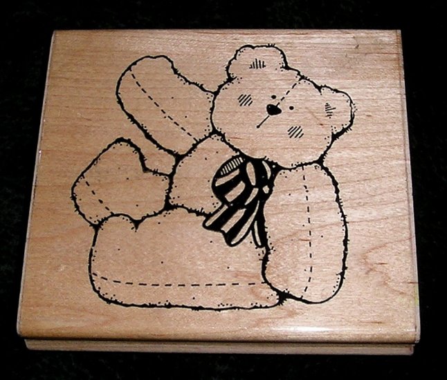 Rubber Stamp Mounted On Wood Bear By D.O.T.S.