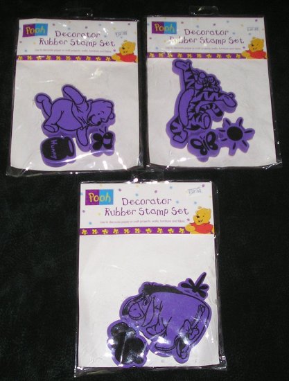 3 Pooh Decorator Rubber Stamp Sets Winnie The Pooh, Tigger & Eeyore 9 Rubber Stamps All Night Media