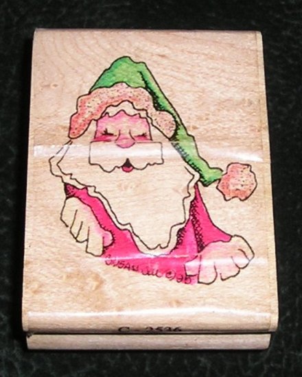 Rubber Stamp Mounted On Wood Top Claus By Stampassions #C2536