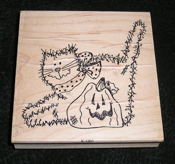 Rubber Stamp Mounted On Wood Midnite 'n Jack By The Rubbernecker Stamp Co K1201