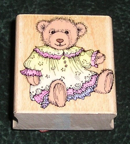 Rubber Stamp Mounted On Wood Fancy Bear By Hero Arts C1039