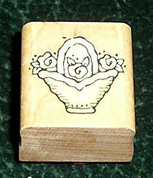 Rubber Stamp Mounted On Wood Bitsy Basket By Penny Black 868A From 1996