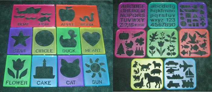 18 Tupperware Tuppertoys Art Stencils 1987-1990