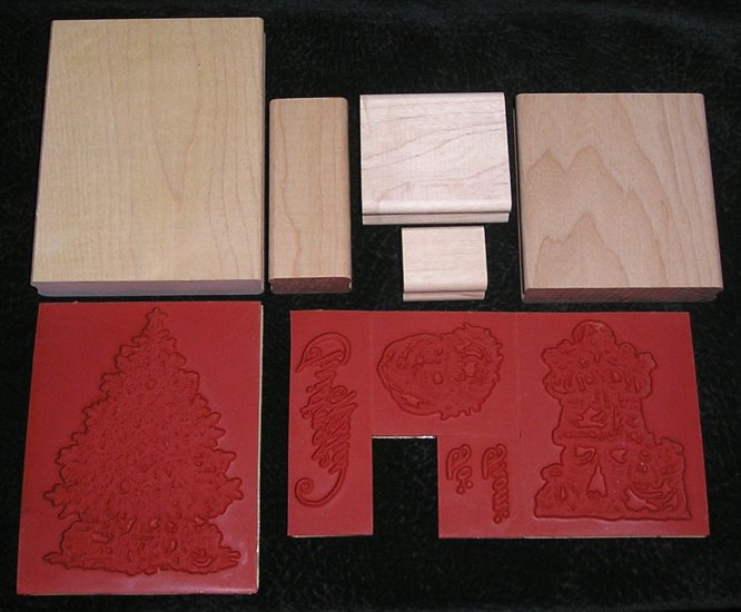 5 Rubber Stamps Old Fashion Christmas Stampin' Up! Unmounted With Mounting Wood Blocks Retired New