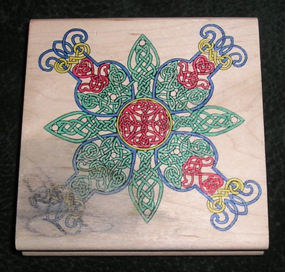 Rubber Stamp Mounted On Wood Large Celtic Pattern By Stampers Anonymous