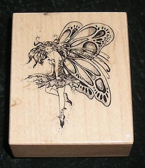 Rare Rubber Stamp Mounted On Wood Fairy By PSX #E-742