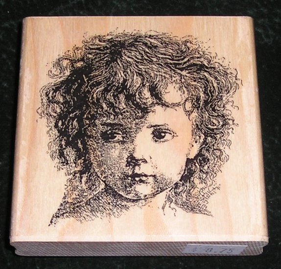 Rubber Stamp Mounted On Wood Victorian Style Girl Face Large By Rubber Cottage #RC-278EA