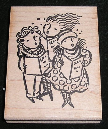 Rubber Stamp Mounted On Wood The Carolers By Ducks In A Row 2000