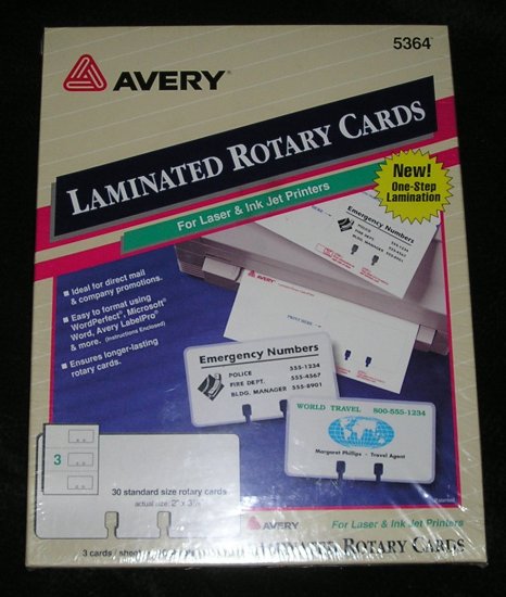 Laminated White Laser & Ink Jet Rotary Cards Sealed Box By Avery