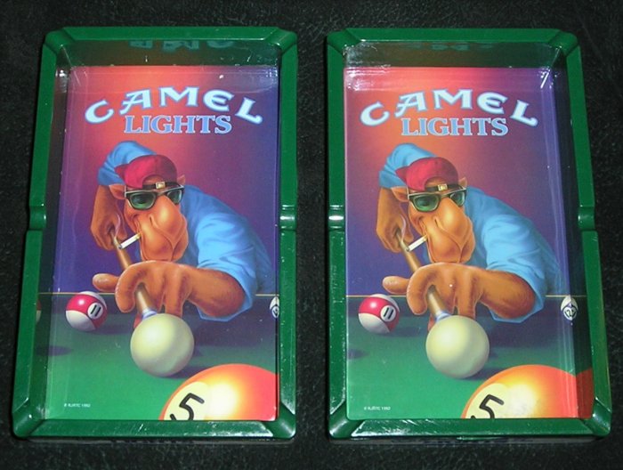 2 Collectible Camel Lights Ashtray Joe Camel Playing Pool From 1992