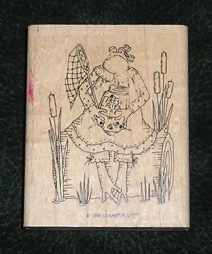 Rubber Stamp Mounted On Wood Frog Fresh Flies By Stampin up!