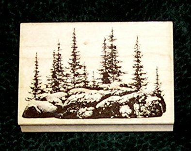 Rubber Stamp Mounted On Wood Pine Island By Stampscapes 207E