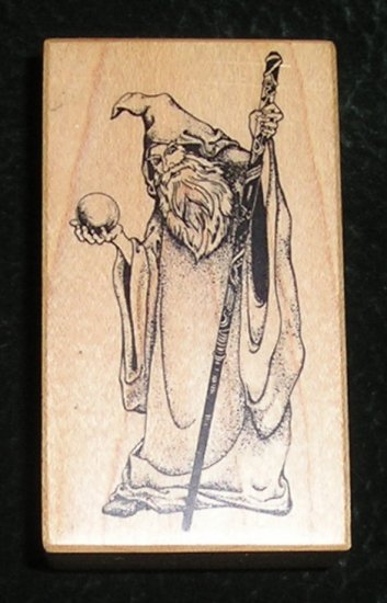 Rubber Stamp Mounted On Wood Wizard By PSX E-700
