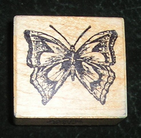 Rare Rubber Stamp Mounted On Wood Butterfly By PSX D-512