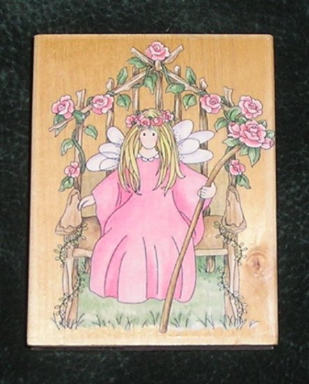 Rubber Stamp Mounted On Wood Queen Rose By Stamps Happen 80100