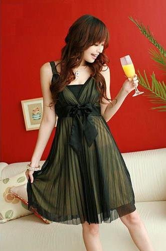 CM - 007 Elegent Chiffon Cocktail Dress-Yellow