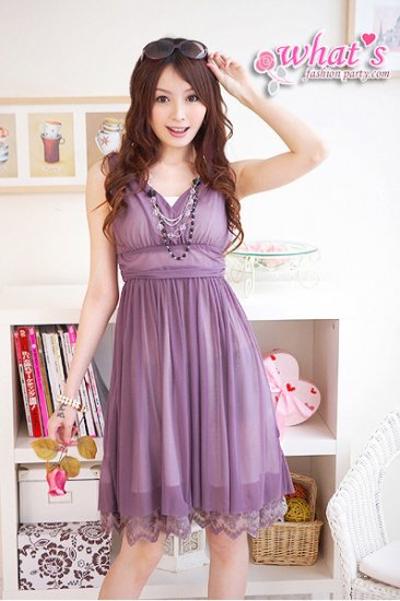 JE-30438P Beautiful Purple Chiffon Dress w inner tube