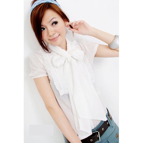 CM - 0469 White Ribbon Bow Top
