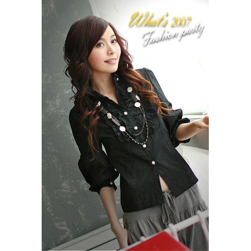R12-248 Elegent Casual Cotton Shirt - Black and White
