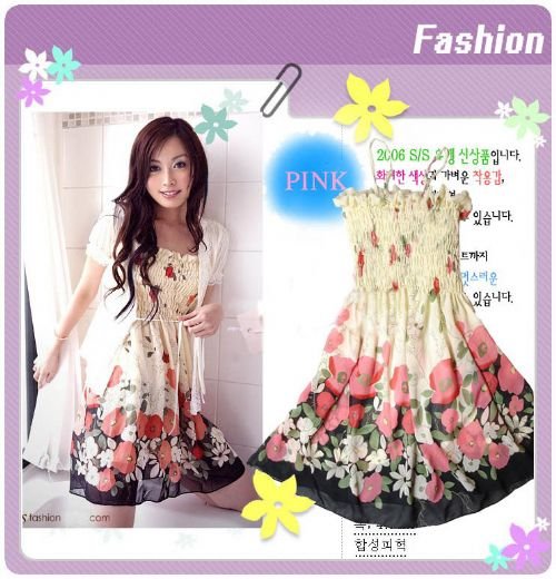 EYC1909 -Korean Floral Dress - Red
