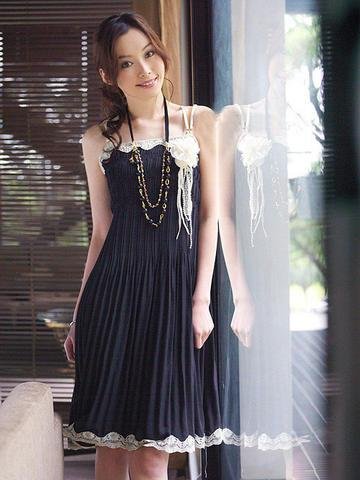 CC-3469 Beautiful Black Dress with Lace Trimming