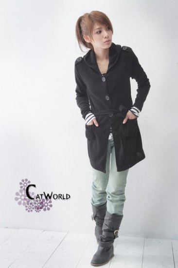 CO2971 Long Sleeve Jacket with Belt - Black