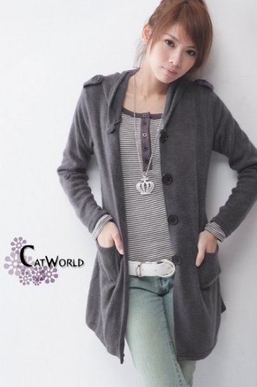 CO2971 Long Sleeve Jacket with Belt - Grey