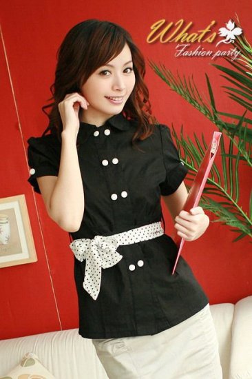 JK6002 Front Button OL BLouse (Black)